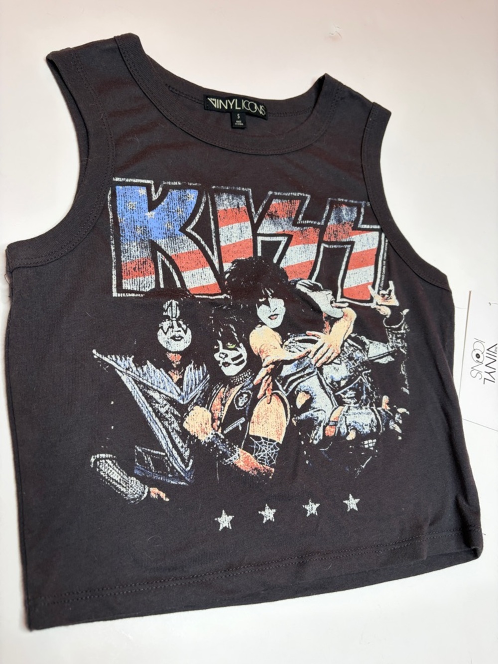 NWT Vinyl Icons Black KISS Graphic Tank Top